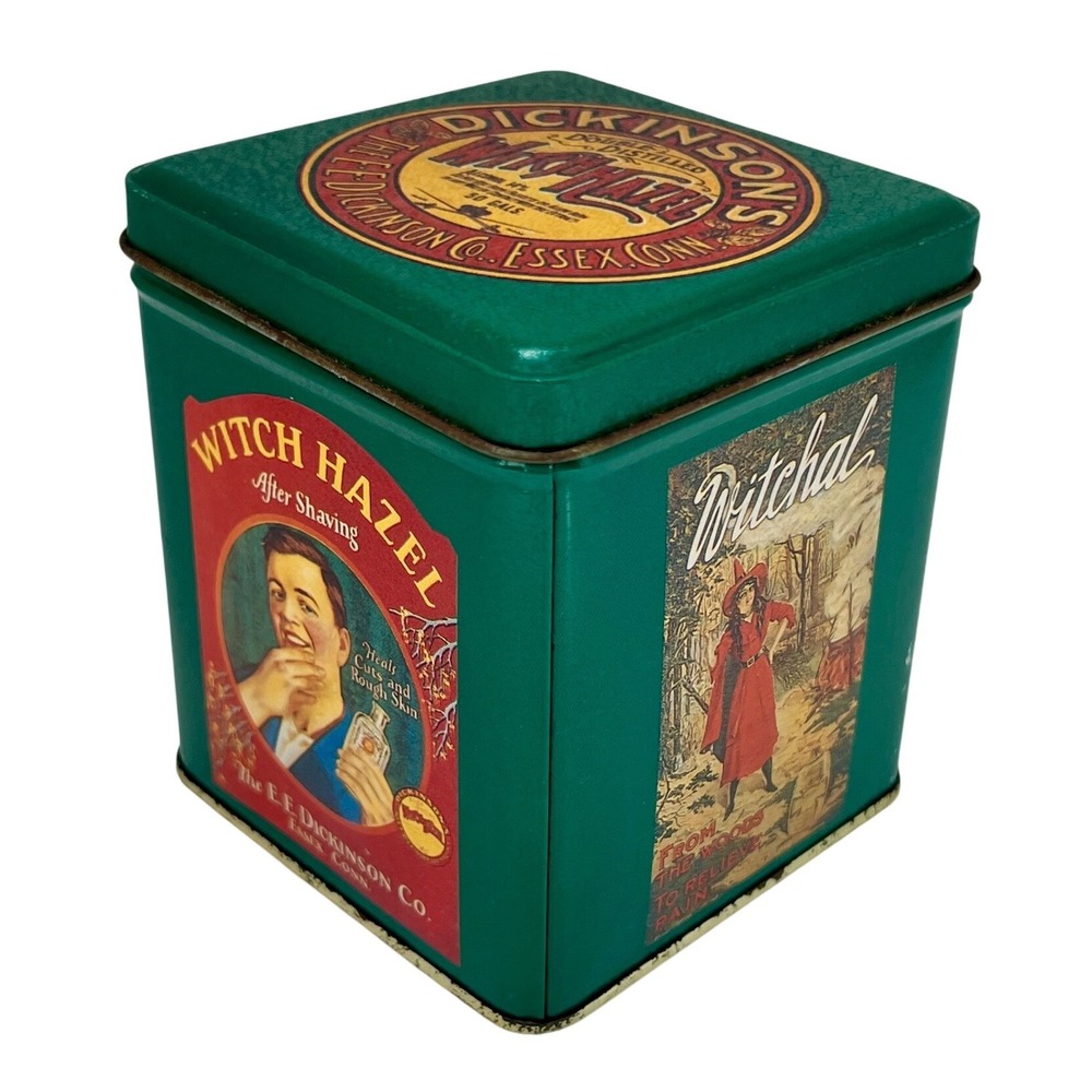 Apothecary Tin Dickinsons Witch‎ Hazel 1990s Metal Green Vintage Style Small Box